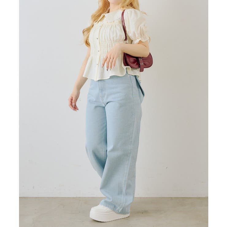 シャーリングペプラム半袖ブラウス | RMAF　NICE CLAUP / OLIVE des OLIVE | 詳細画像16 