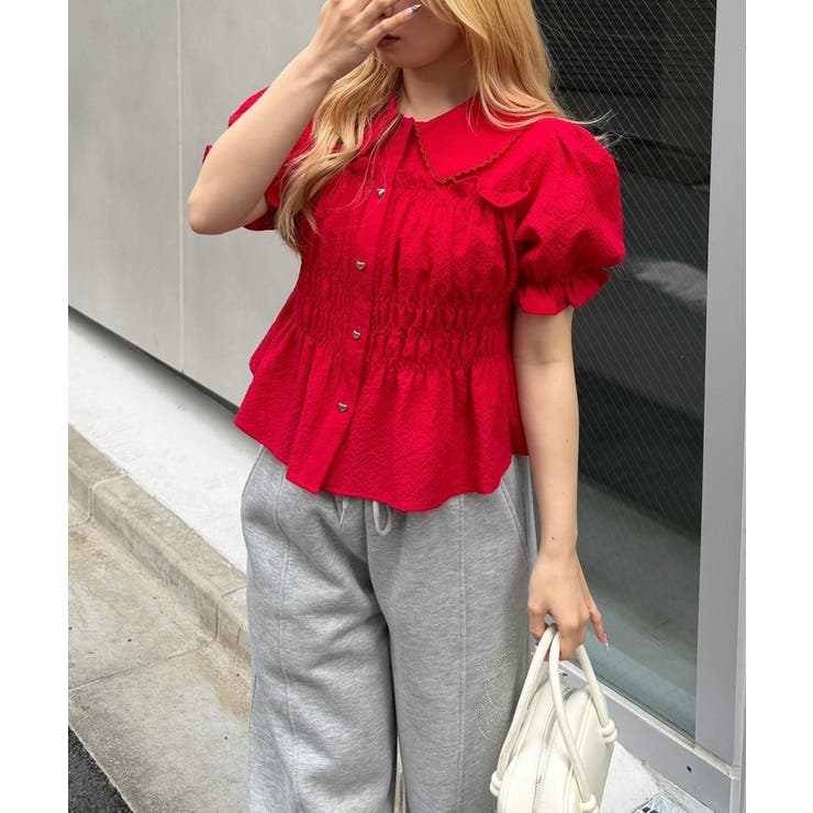 シャーリングペプラム半袖ブラウス | RMAF　NICE CLAUP / OLIVE des OLIVE | 詳細画像19 