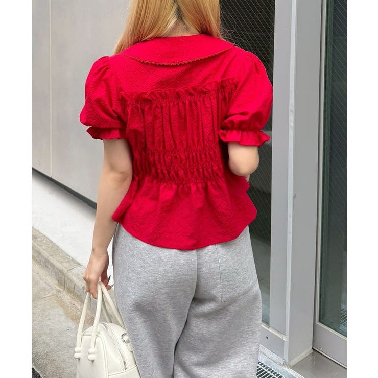 シャーリングペプラム半袖ブラウス | RMAF　NICE CLAUP / OLIVE des OLIVE | 詳細画像22 