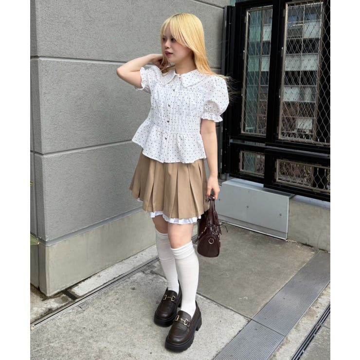 シャーリングペプラム半袖ブラウス | RMAF　NICE CLAUP / OLIVE des OLIVE | 詳細画像2 