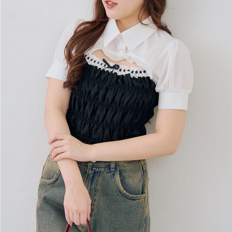 前開きシャーリングフリルブラウス | RMAF　NICE CLAUP / OLIVE des OLIVE | 詳細画像12 