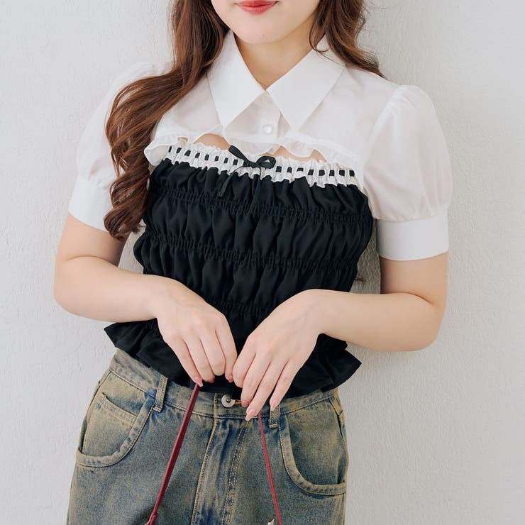 前開きシャーリングフリルブラウス | RMAF　NICE CLAUP / OLIVE des OLIVE | 詳細画像13 