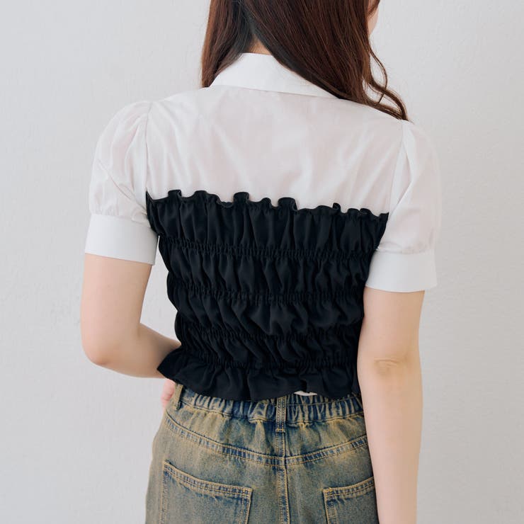 前開きシャーリングフリルブラウス | RMAF　NICE CLAUP / OLIVE des OLIVE | 詳細画像15 