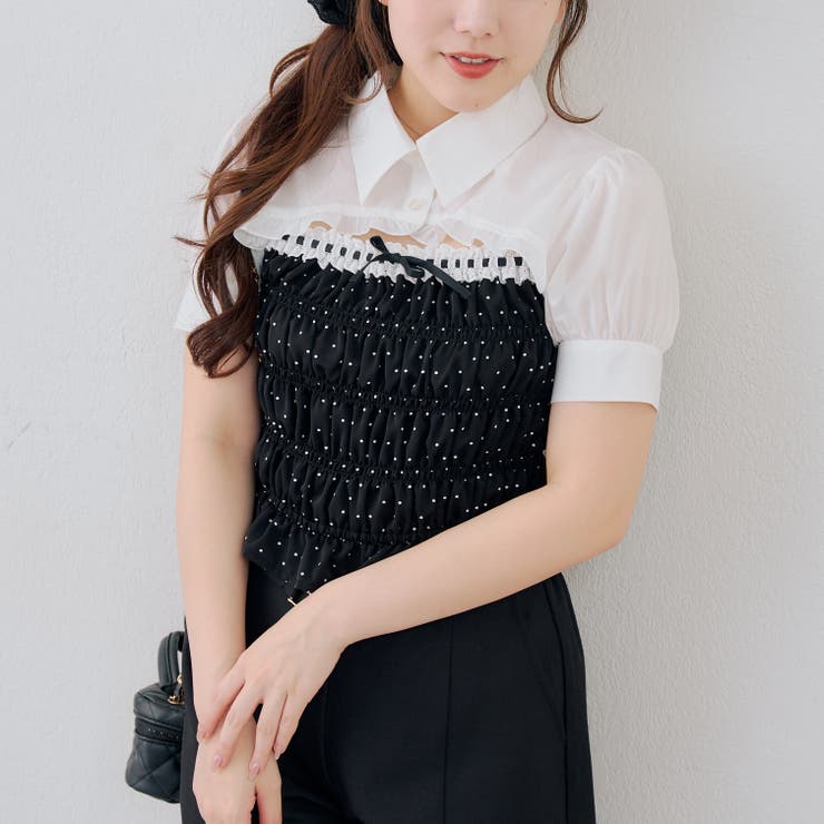 前開きシャーリングフリルブラウス | RMAF　NICE CLAUP / OLIVE des OLIVE | 詳細画像2 