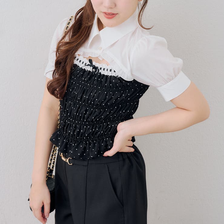 前開きシャーリングフリルブラウス | RMAF　NICE CLAUP / OLIVE des OLIVE | 詳細画像3 