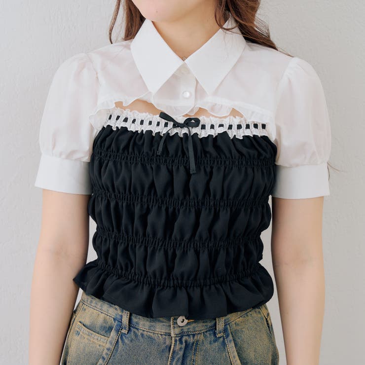 前開きシャーリングフリルブラウス | RMAF　NICE CLAUP / OLIVE des OLIVE | 詳細画像22 