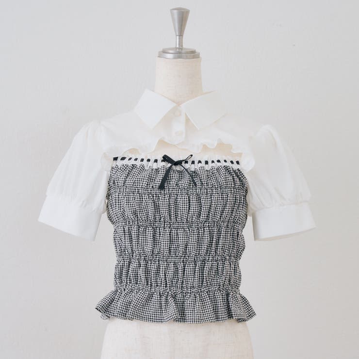 チェック | 前開きシャーリングフリルブラウス | RMAF　NICE CLAUP / OLIVE des OLIVE