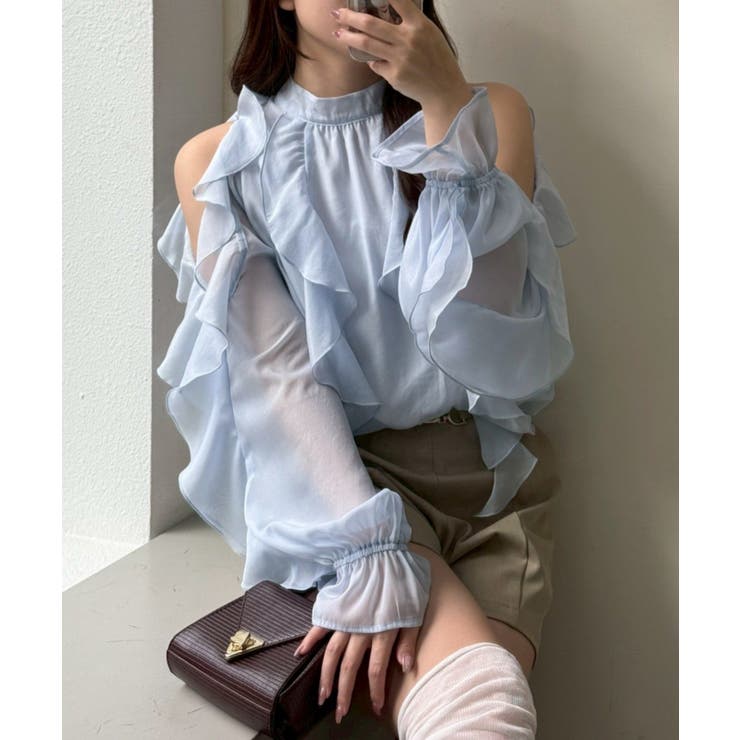 サックス | ラッフルフリフリブラウス | RMAF　NICE CLAUP / OLIVE des OLIVE