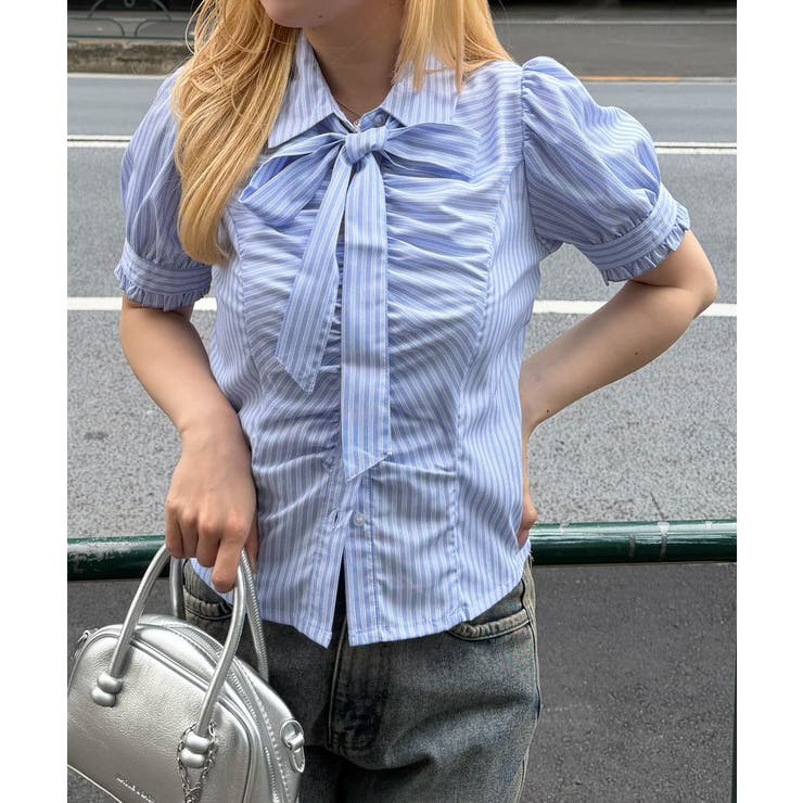 胸ギャザーリボンタイブラウス | RMAF　NICE CLAUP / OLIVE des OLIVE | 詳細画像2 