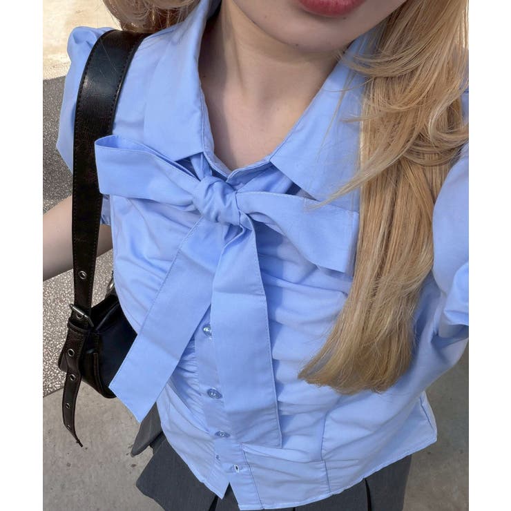 胸ギャザーリボンタイブラウス | RMAF　NICE CLAUP / OLIVE des OLIVE | 詳細画像1 