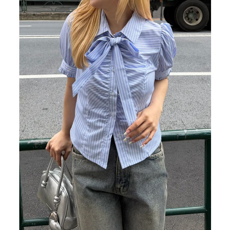 胸ギャザーリボンタイブラウス | RMAF　NICE CLAUP / OLIVE des OLIVE | 詳細画像4 