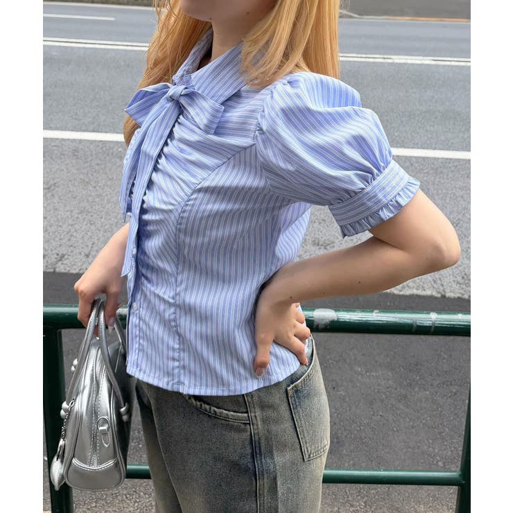 ストライプ | 胸ギャザーリボンタイブラウス | RMAF　NICE CLAUP / OLIVE des OLIVE