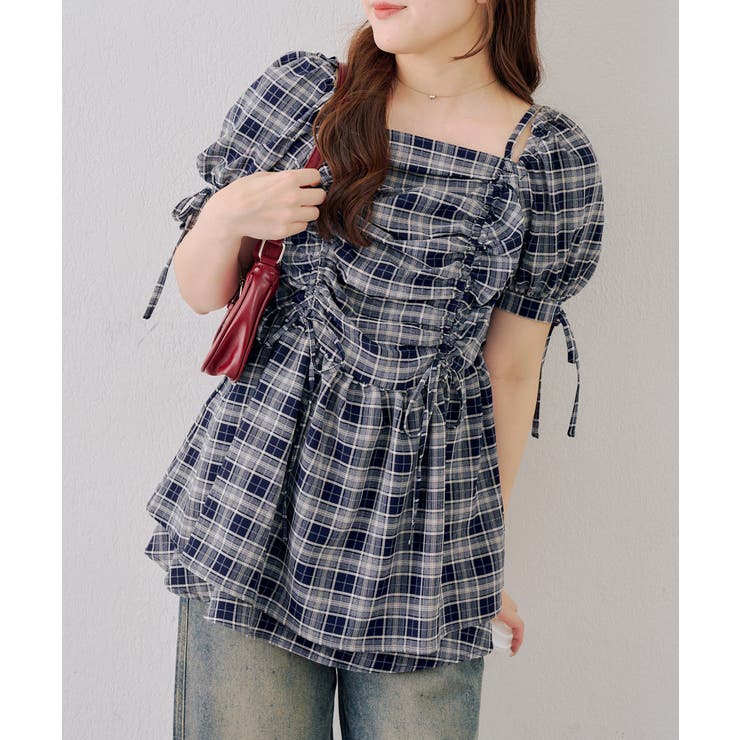 チェック | ドロストリボンチュニック | RMAF　NICE CLAUP / OLIVE des OLIVE