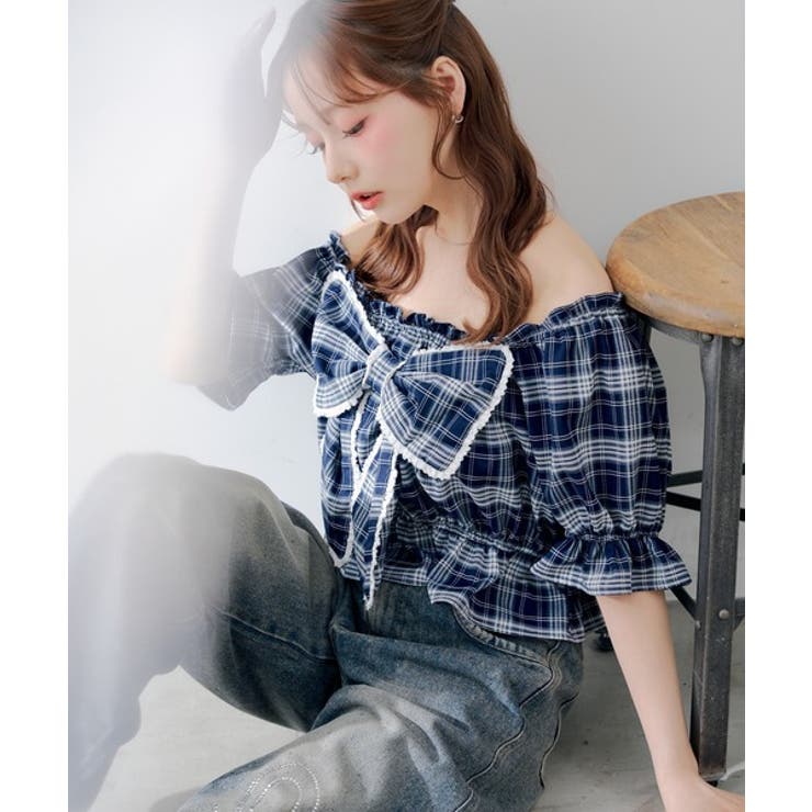 【5色展開】オフショルでも着れる レースビッグリボンブラウス | RMAF　NICE CLAUP / OLIVE des OLIVE | 詳細画像5 