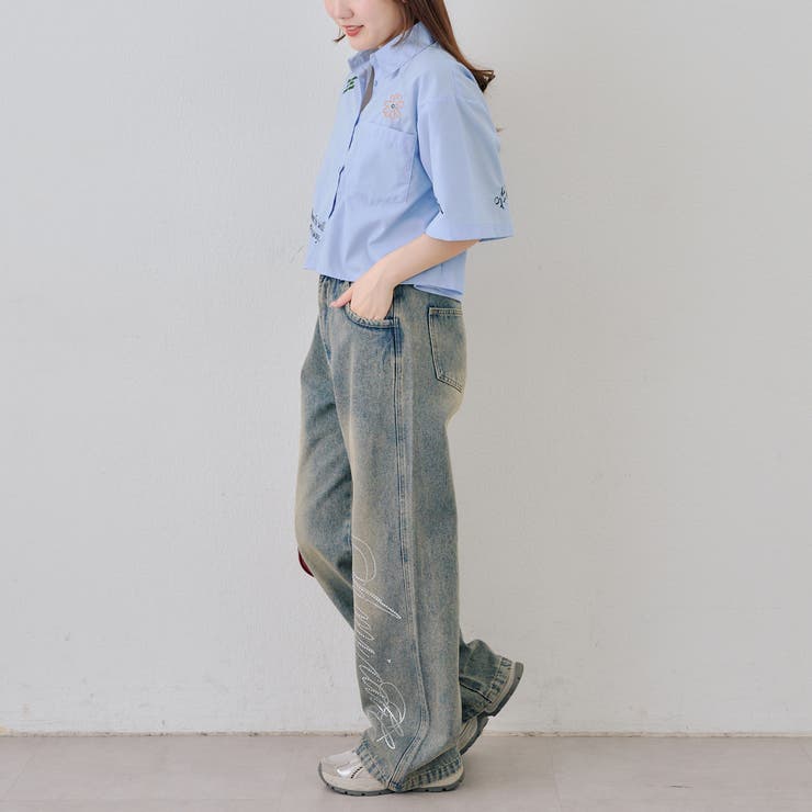 刺繍入りショート丈ブラウス | NICE CLAUP / OLIVE des OLIVE　OUTLET | 詳細画像7 