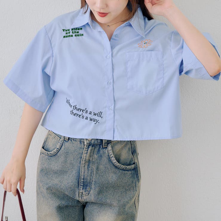 刺繍入りショート丈ブラウス | NICE CLAUP / OLIVE des OLIVE　OUTLET | 詳細画像2 