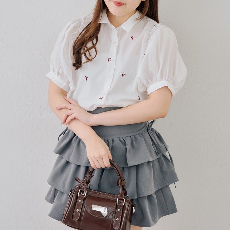 オフ | リボン刺繍ブラウス | NICE CLAUP / OLIVE des OLIVE　OUTLET