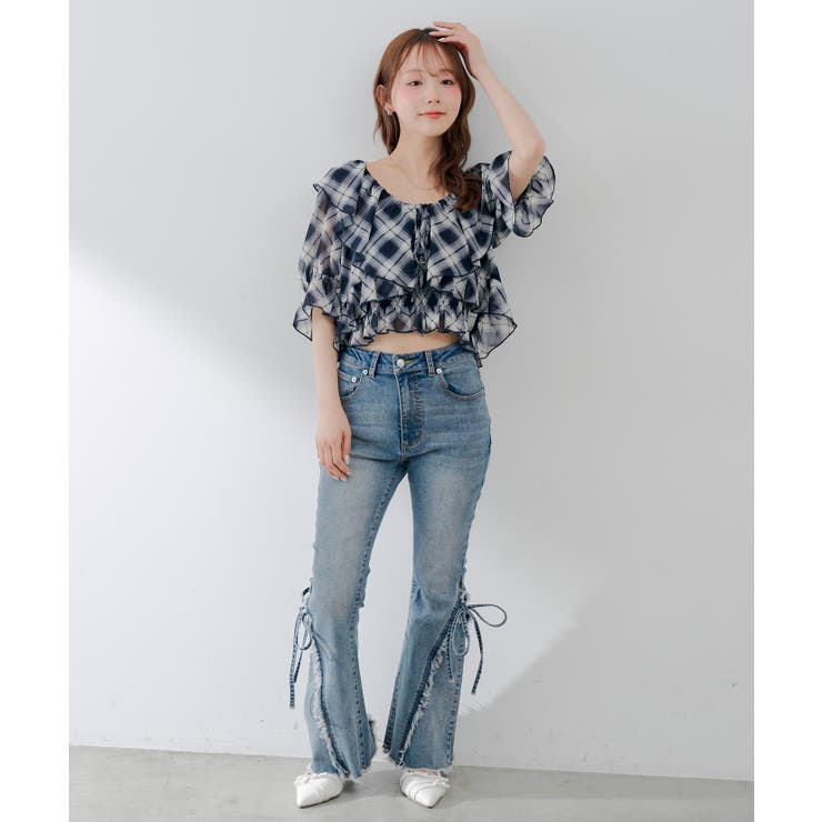 【セットアイテム】5分袖ラッフルブラウス&シャーリングキャミ | RMAF　NICE CLAUP / OLIVE des OLIVE | 詳細画像10 