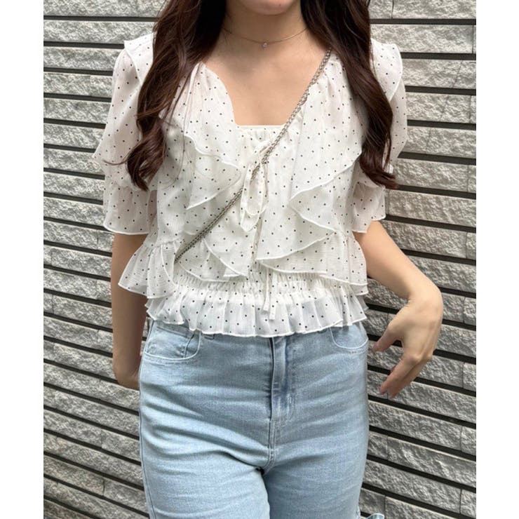 ドット | 【セットアイテム】5分袖ラッフルブラウス&シャーリングキャミ | RMAF　NICE CLAUP / OLIVE des OLIVE