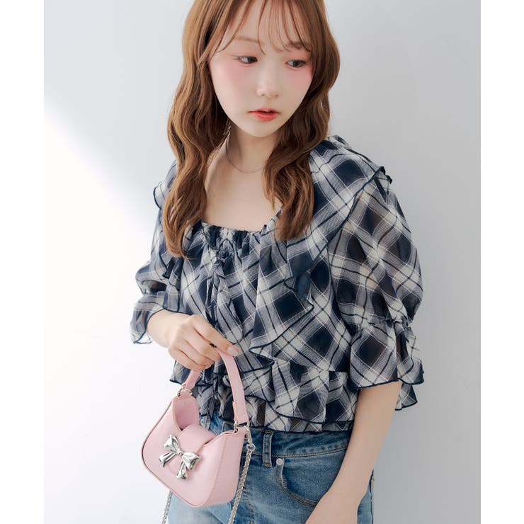 【セットアイテム】5分袖ラッフルブラウス&シャーリングキャミ | RMAF　NICE CLAUP / OLIVE des OLIVE | 詳細画像11 