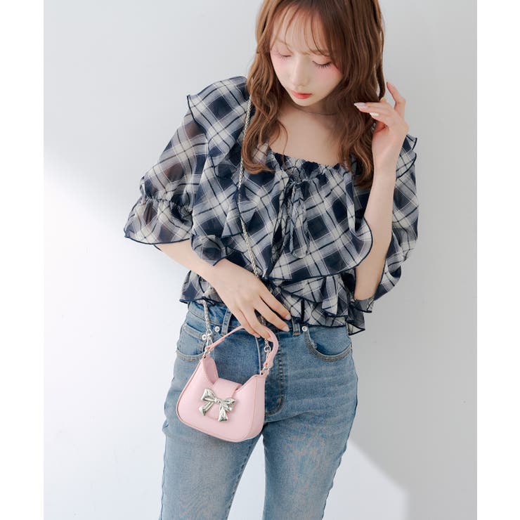 【セットアイテム】5分袖ラッフルブラウス&シャーリングキャミ | RMAF　NICE CLAUP / OLIVE des OLIVE | 詳細画像12 