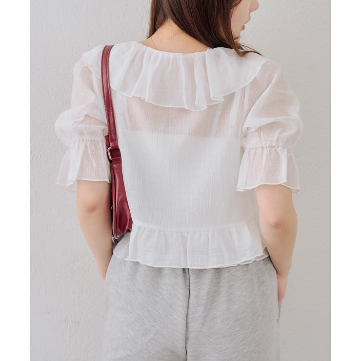 【セットアイテム】5分袖ラッフルブラウス&シャーリングキャミ | RMAF　NICE CLAUP / OLIVE des OLIVE | 詳細画像16 