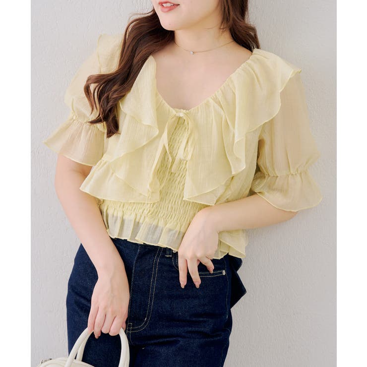 【セットアイテム】5分袖ラッフルブラウス&シャーリングキャミ | RMAF　NICE CLAUP / OLIVE des OLIVE | 詳細画像30 