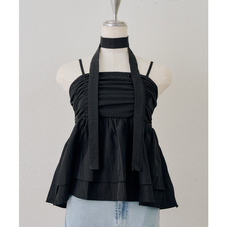 ブラック | 【WEB限定】チョーカー付フリルキャミ | NICE CLAUP / OLIVE des OLIVE　OUTLET