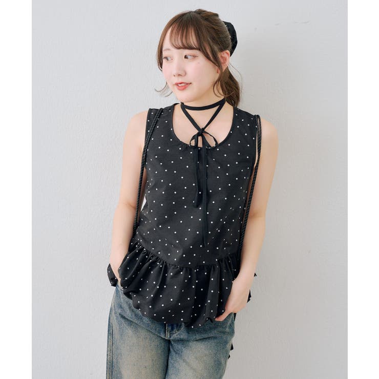 ブラック系 | 【WEB限定】シュシュ付切替チュニック | NICE CLAUP / OLIVE des OLIVE　OUTLET