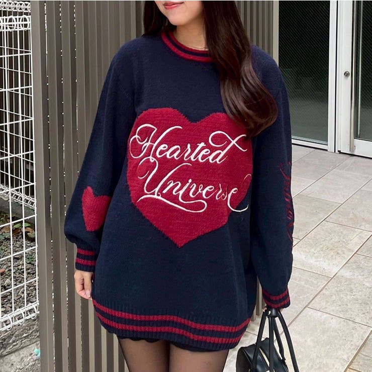 ネイビー | 【HolidayCollection】モールハートBIGニット | RMAF　NICE CLAUP / OLIVE des OLIVE