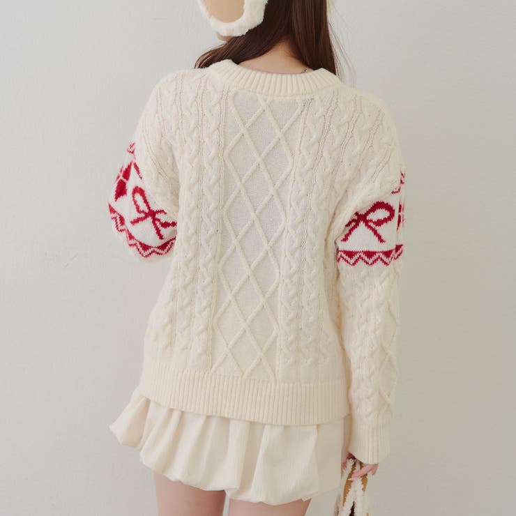 ポンポン付き カウチン風ニットプルオーバー | RMAF　NICE CLAUP / OLIVE des OLIVE | 詳細画像15 