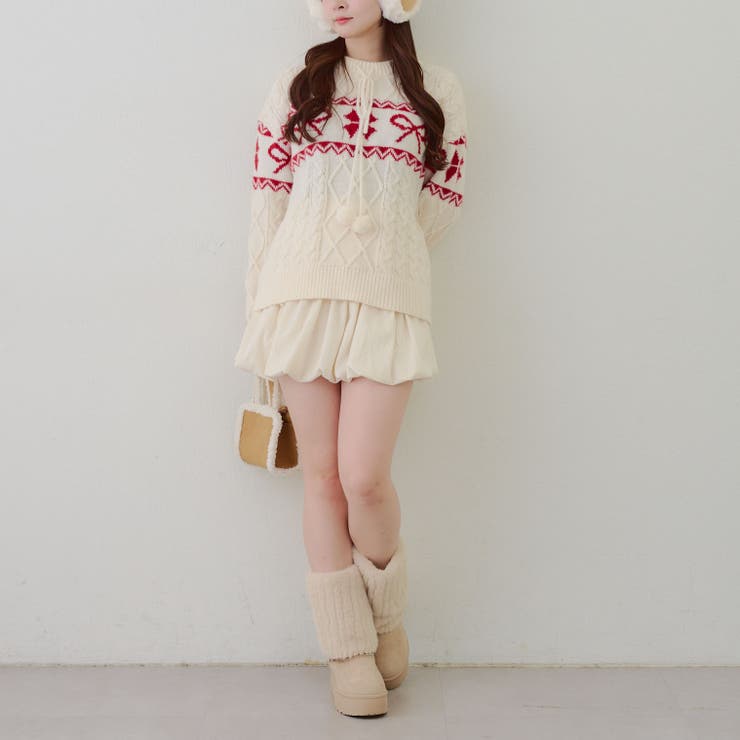 ポンポン付き カウチン風ニットプルオーバー | RMAF　NICE CLAUP / OLIVE des OLIVE | 詳細画像16 