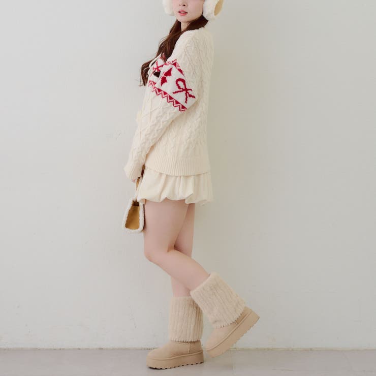 ポンポン付き カウチン風ニットプルオーバー | RMAF　NICE CLAUP / OLIVE des OLIVE | 詳細画像18 