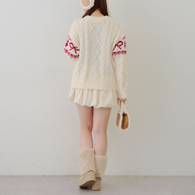 ポンポン付き カウチン風ニットプルオーバー | RMAF　NICE CLAUP / OLIVE des OLIVE | 詳細画像19 