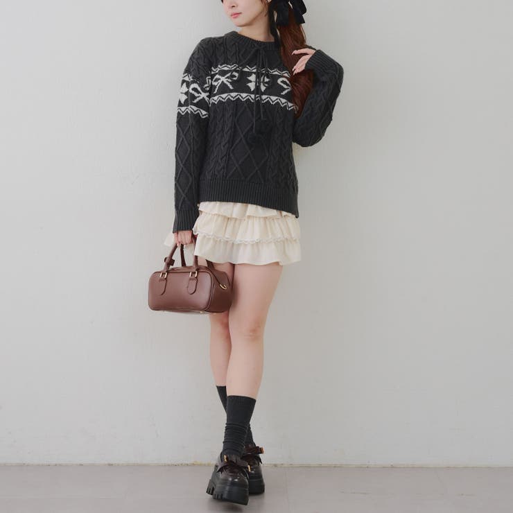 ポンポン付き カウチン風ニットプルオーバー | RMAF　NICE CLAUP / OLIVE des OLIVE | 詳細画像29 