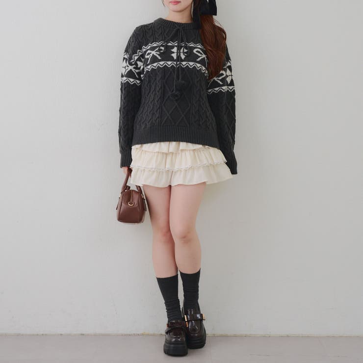 ポンポン付き カウチン風ニットプルオーバー | RMAF　NICE CLAUP / OLIVE des OLIVE | 詳細画像30 