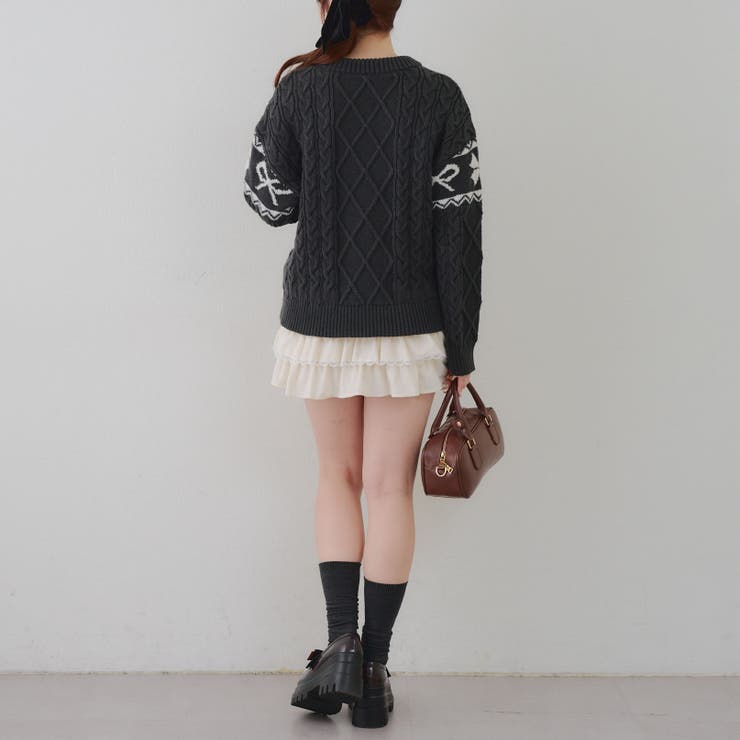 ポンポン付き カウチン風ニットプルオーバー | RMAF　NICE CLAUP / OLIVE des OLIVE | 詳細画像32 