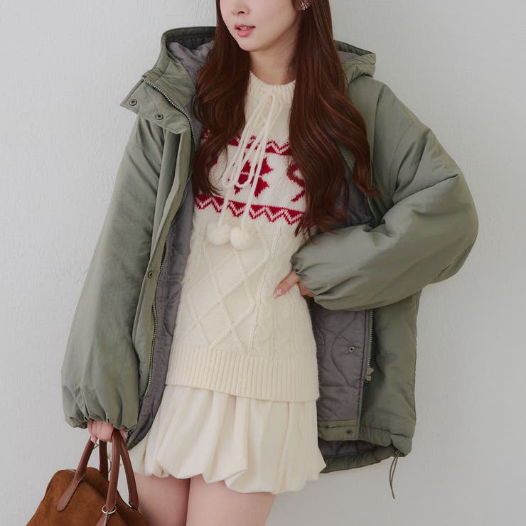 ポンポン付き カウチン風ニットプルオーバー | RMAF　NICE CLAUP / OLIVE des OLIVE | 詳細画像33 