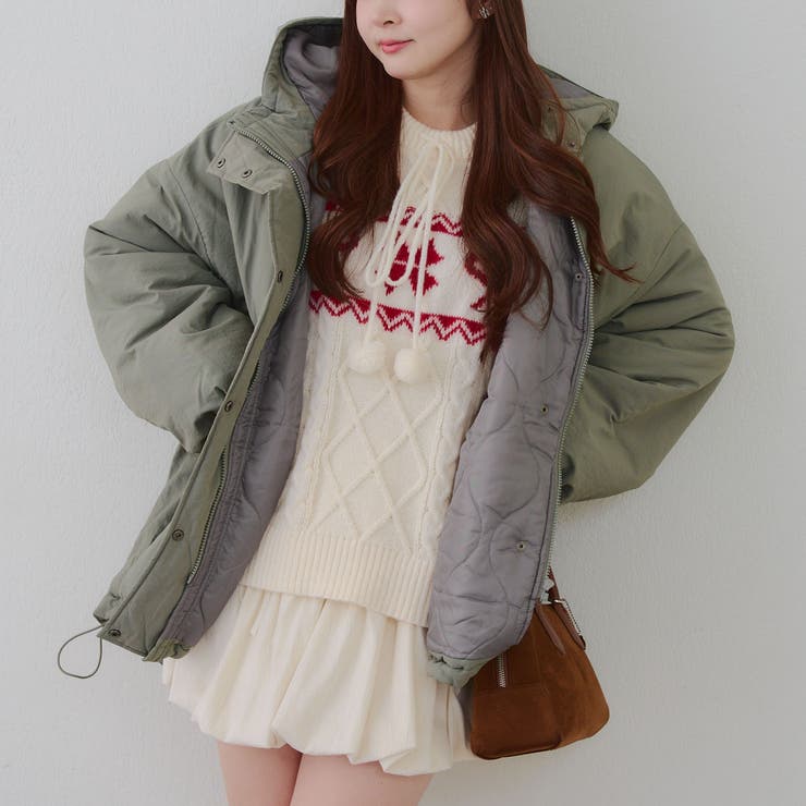 ポンポン付き カウチン風ニットプルオーバー | RMAF　NICE CLAUP / OLIVE des OLIVE | 詳細画像34 