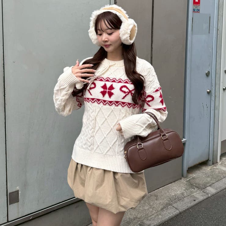 ポンポン付き カウチン風ニットプルオーバー | RMAF　NICE CLAUP / OLIVE des OLIVE | 詳細画像5 