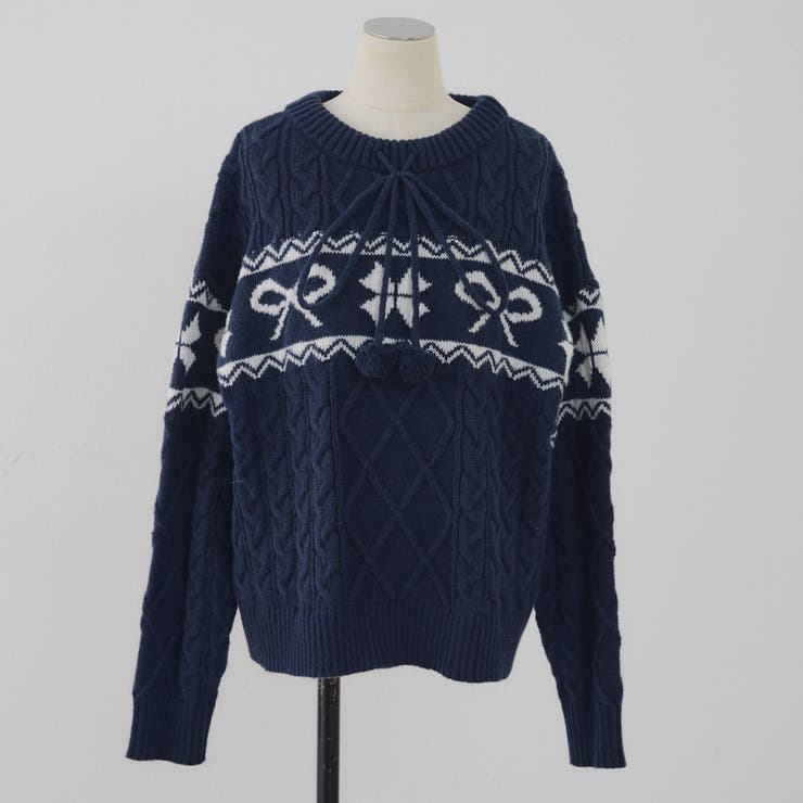 ポンポン付き カウチン風ニットプルオーバー | RMAF　NICE CLAUP / OLIVE des OLIVE | 詳細画像45 