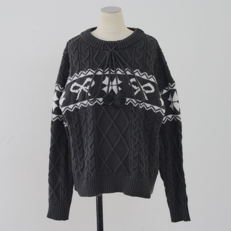 ポンポン付き カウチン風ニットプルオーバー | RMAF　NICE CLAUP / OLIVE des OLIVE | 詳細画像46 