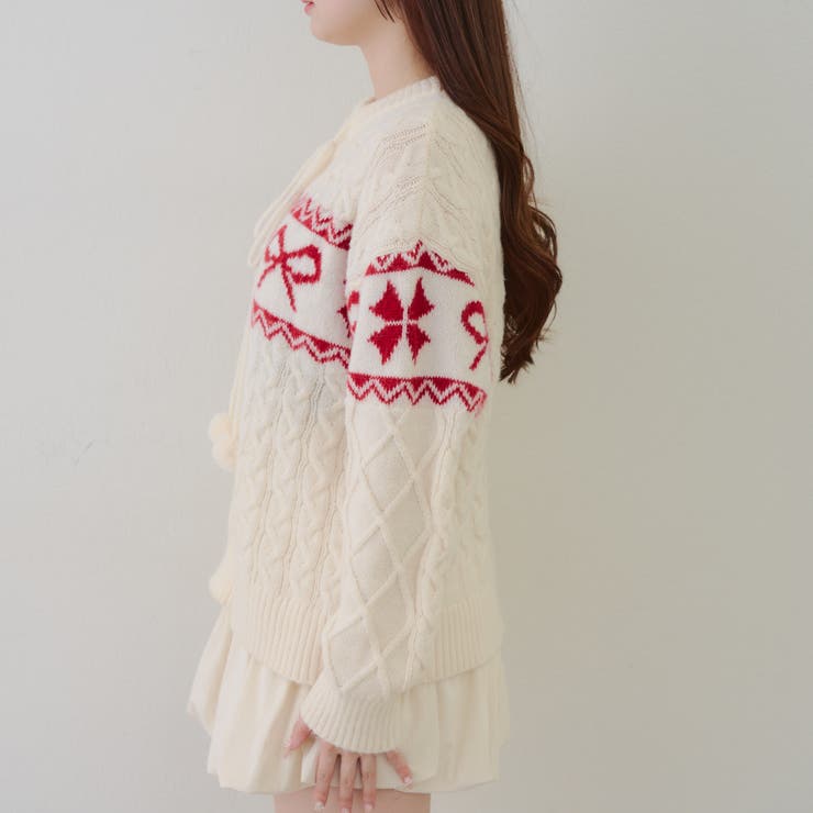 ポンポン付き カウチン風ニットプルオーバー | RMAF　NICE CLAUP / OLIVE des OLIVE | 詳細画像48 