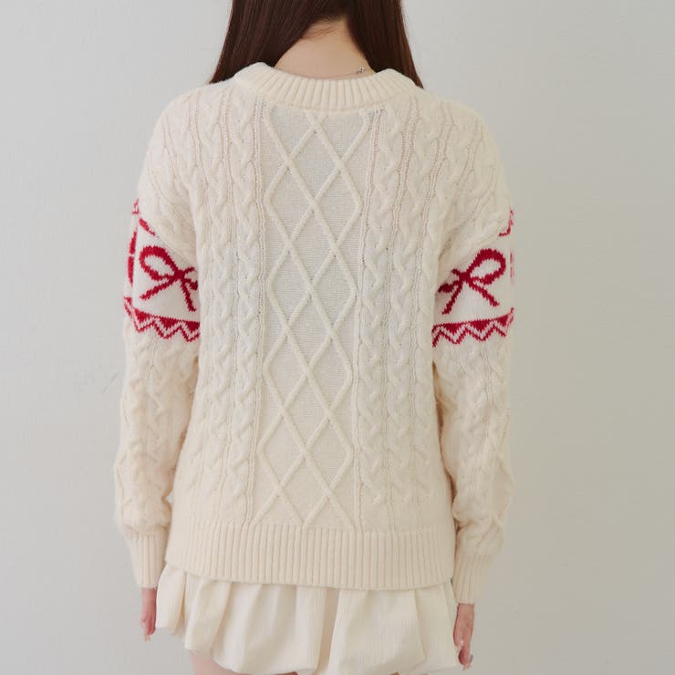 ポンポン付き カウチン風ニットプルオーバー | RMAF　NICE CLAUP / OLIVE des OLIVE | 詳細画像49 