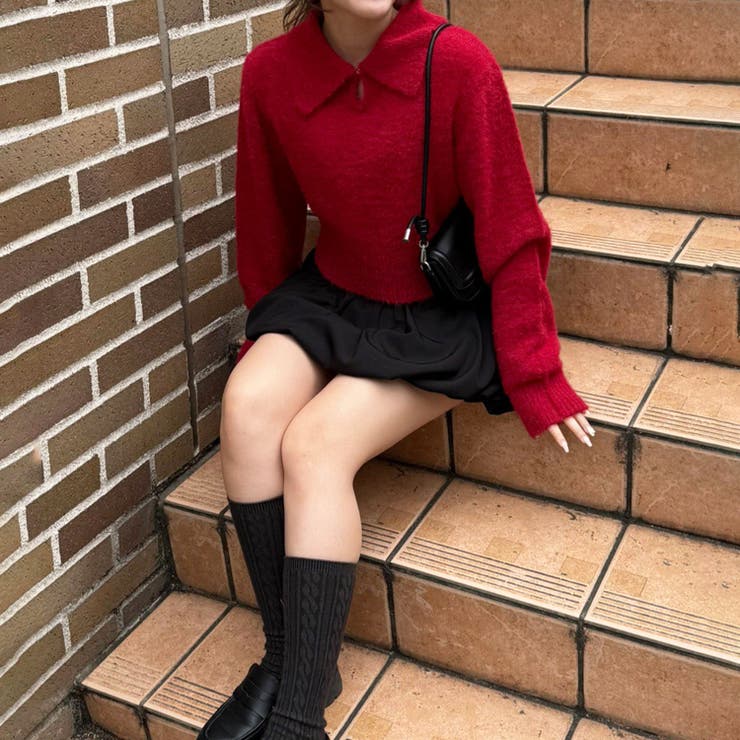 【HolidayCollection】ポンポン付き フェザーポロニット | RMAF　NICE CLAUP / OLIVE des OLIVE | 詳細画像7 