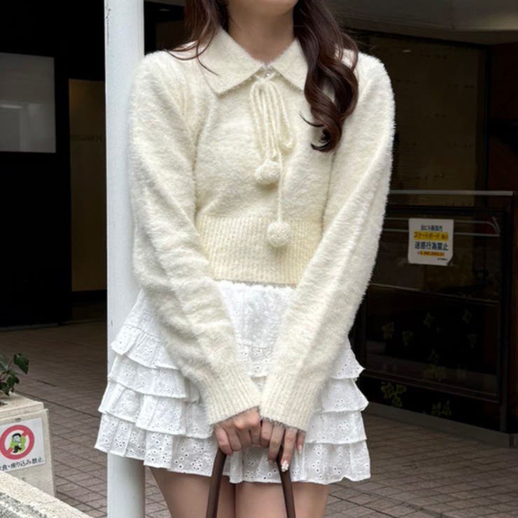 【HolidayCollection】ポンポン付き フェザーポロニット | RMAF　NICE CLAUP / OLIVE des OLIVE | 詳細画像10 