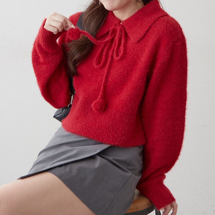 【HolidayCollection】ポンポン付き フェザーポロニット | RMAF　NICE CLAUP / OLIVE des OLIVE | 詳細画像15 