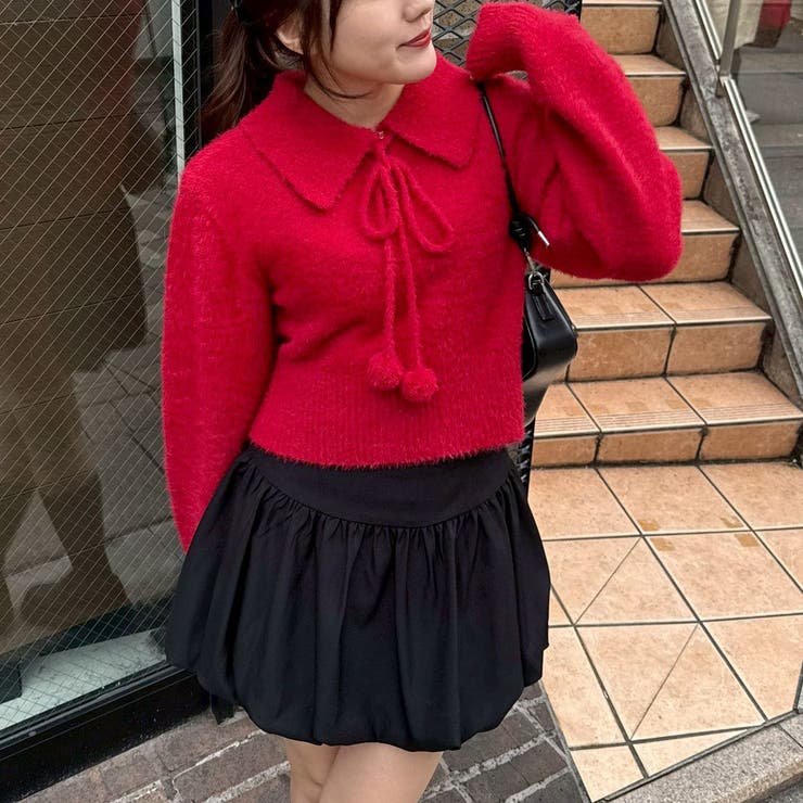 【HolidayCollection】ポンポン付き フェザーポロニット | RMAF　NICE CLAUP / OLIVE des OLIVE | 詳細画像2 