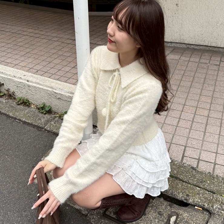 アイボリー | 【HolidayCollection】ポンポン付き フェザーポロニット | RMAF　NICE CLAUP / OLIVE des OLIVE