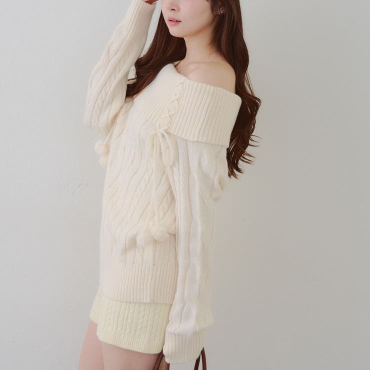 ポンポン付き オフショルケーブルプルオーバー | RMAF　NICE CLAUP / OLIVE des OLIVE | 詳細画像24 